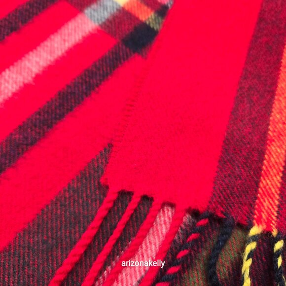 Vineyard Vines Merino Wool Tartan Wrap Red Plaid Soft - Picture 6 of 16